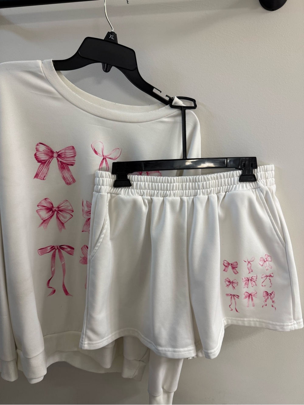 SHEIN White Set with Pink Bow Prints